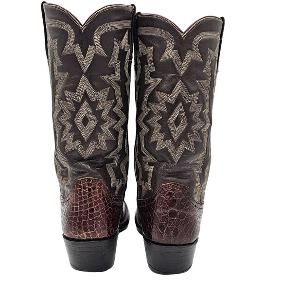 Bias Cut Alligator Cowboy Boots Vintage Exotic Custom 7.5D Brown Gator Western - Picture 10 of 16